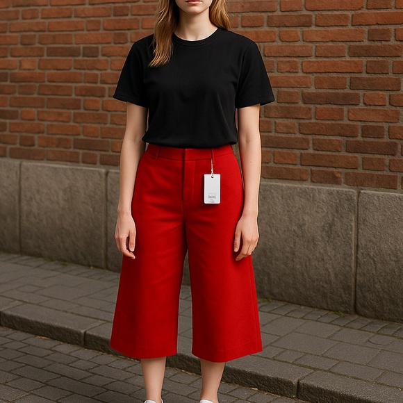 Red capri pants size Medium NWT - Picture 3 of 8